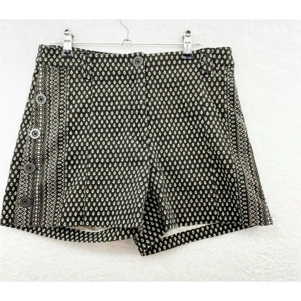 Anthropologie Cartonnier Black Button Side Shorts Geometric Sz 6 high waisted - Picture 5 of 13